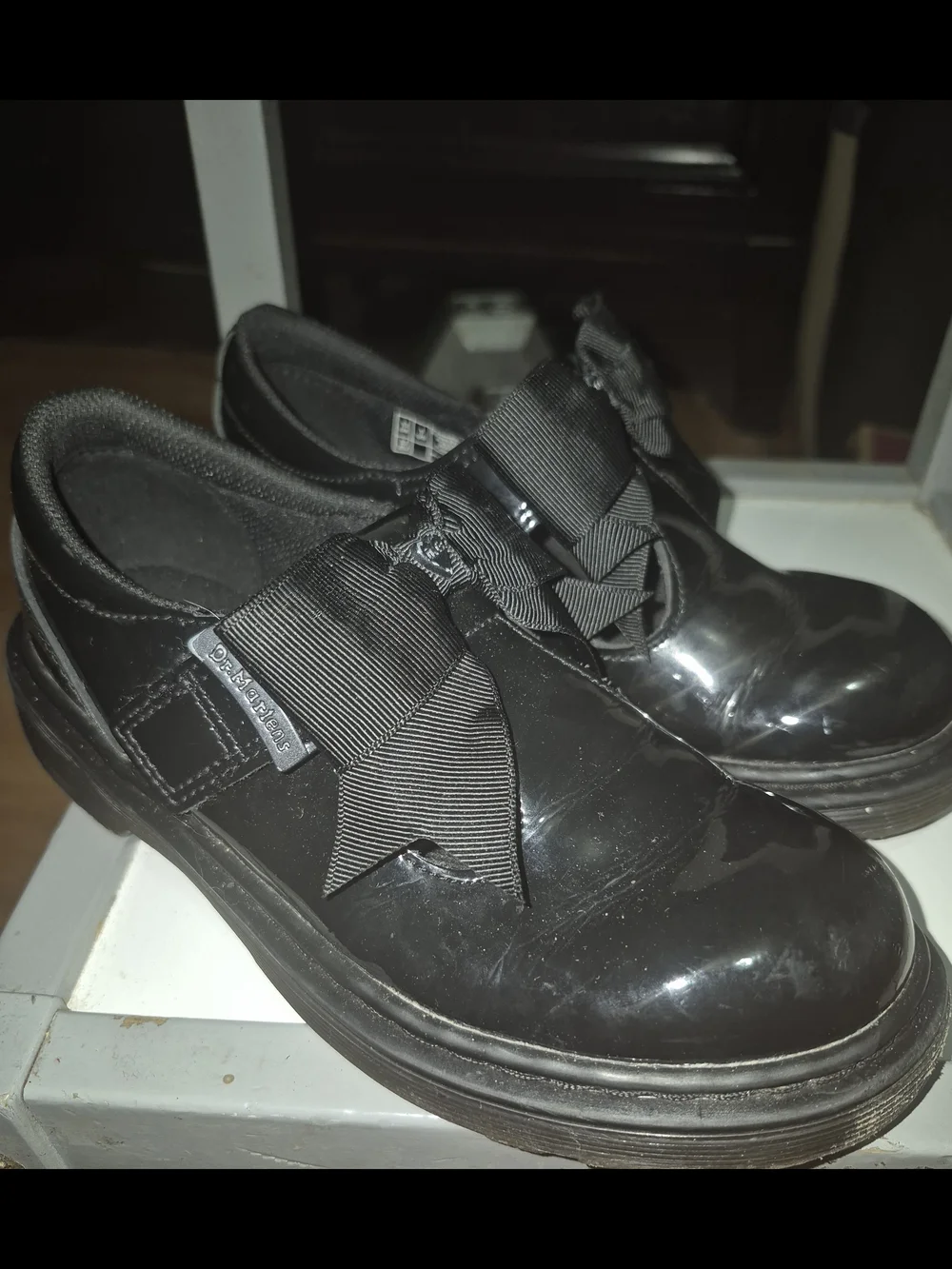 Dr. Marten Girls' Black Bow Patent Mary Jane Shoes